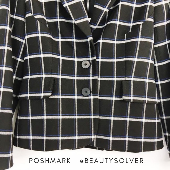 Derek Lam 10 Crosby Plaid Print Blazer, Size XL - Picture 2 of 11